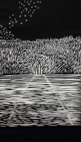 si loin si proche 2  linogravure 65x50 2007 si loin si proche 2  linogravure 65x50 2007