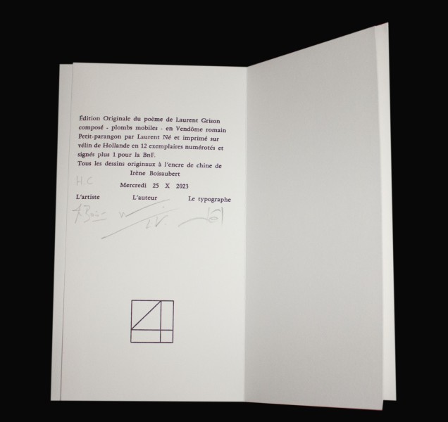 ombres colophon texte de lauren grison typologie de laurent ne 12 exemplaires 